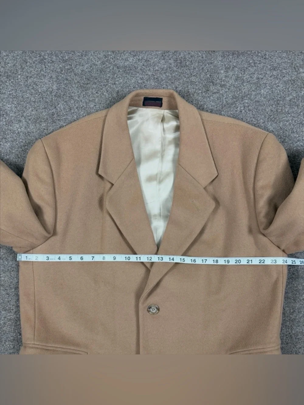 Vintage Camel Tan Long Single Breasted Wool Overcoat Men’s 42 Large Winter‎ Coat